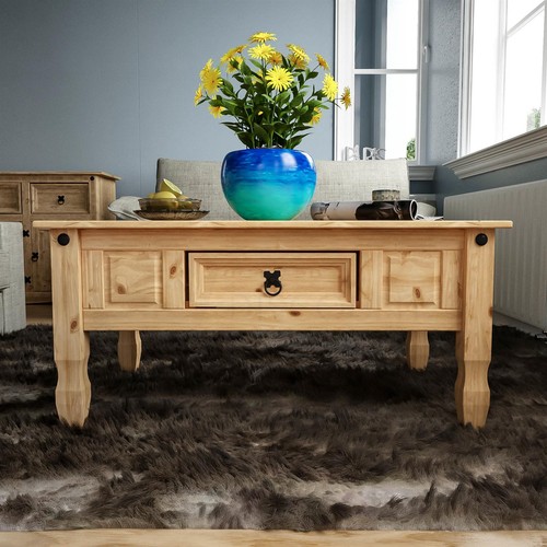 Coffee table pine drawer - coffee,