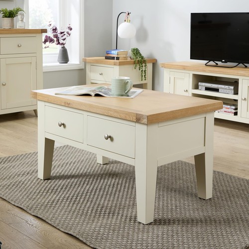 Drawer coffee table - 2, cream