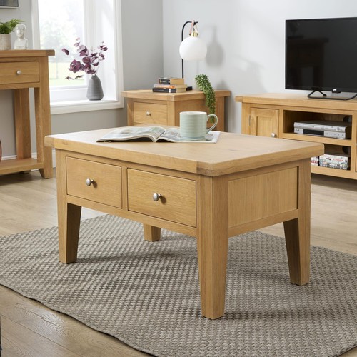 Drawer coffee table - coffee, white